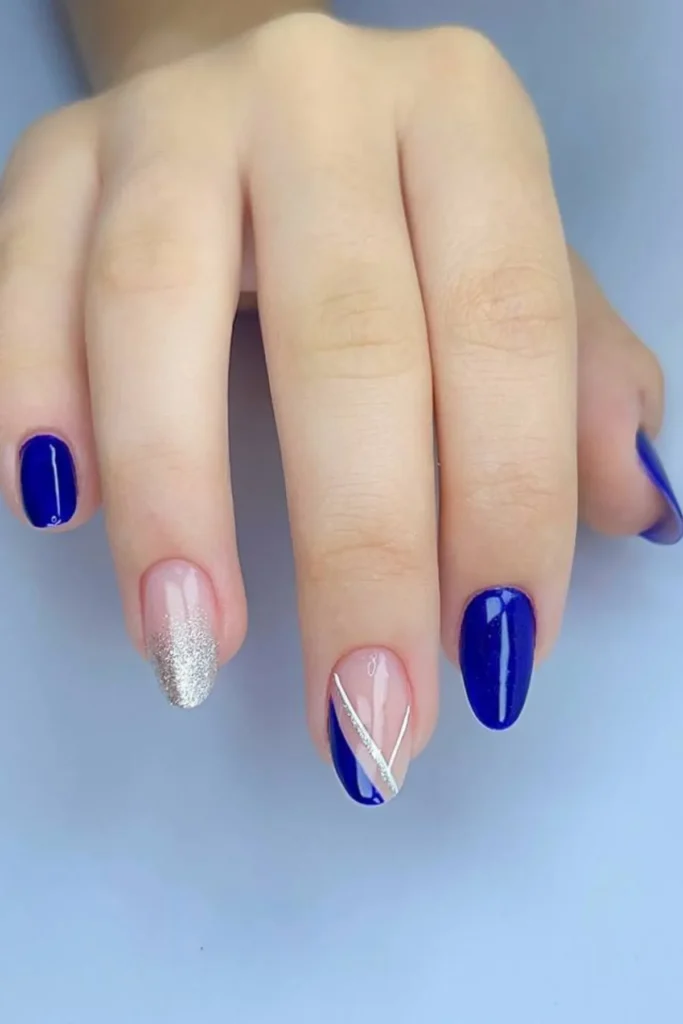 Sparkling Silver Tip Nails
