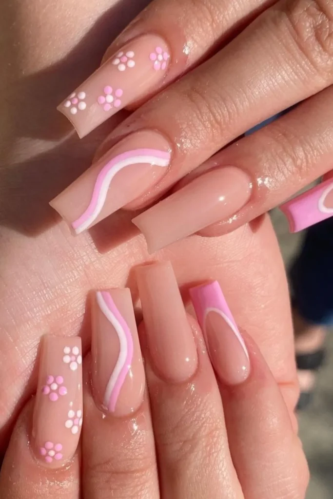 Floral Swirl Nails