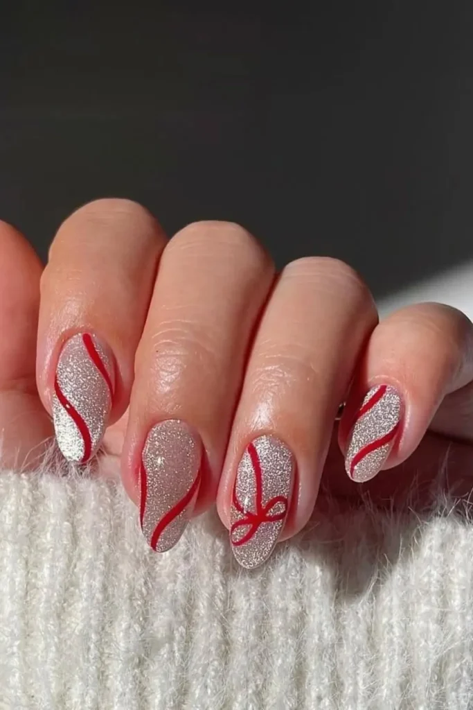 "Playful Red Curve Nails
