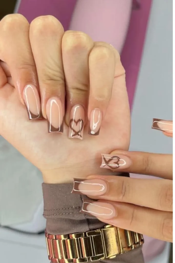 Geometric Heart Nails