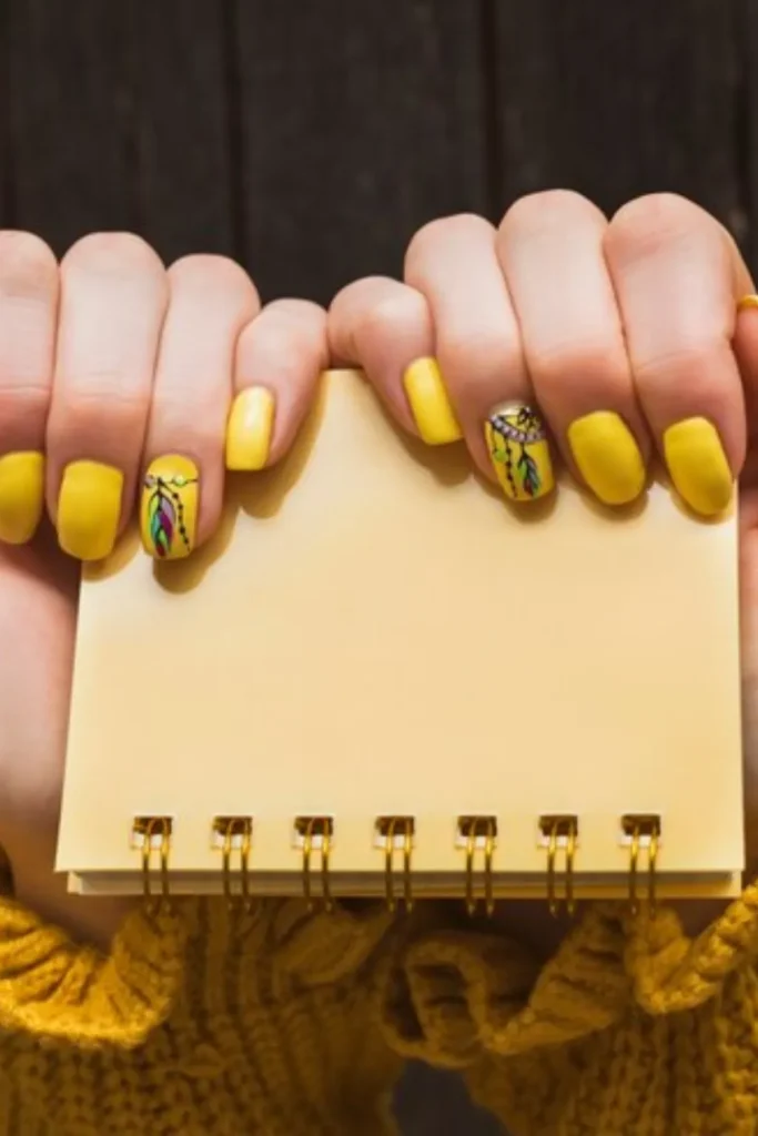 Bright and Bold Feather nail