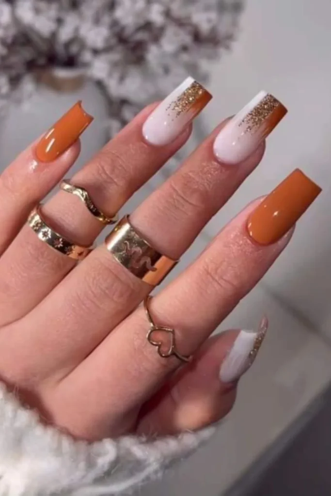 Gold Glitter Nails