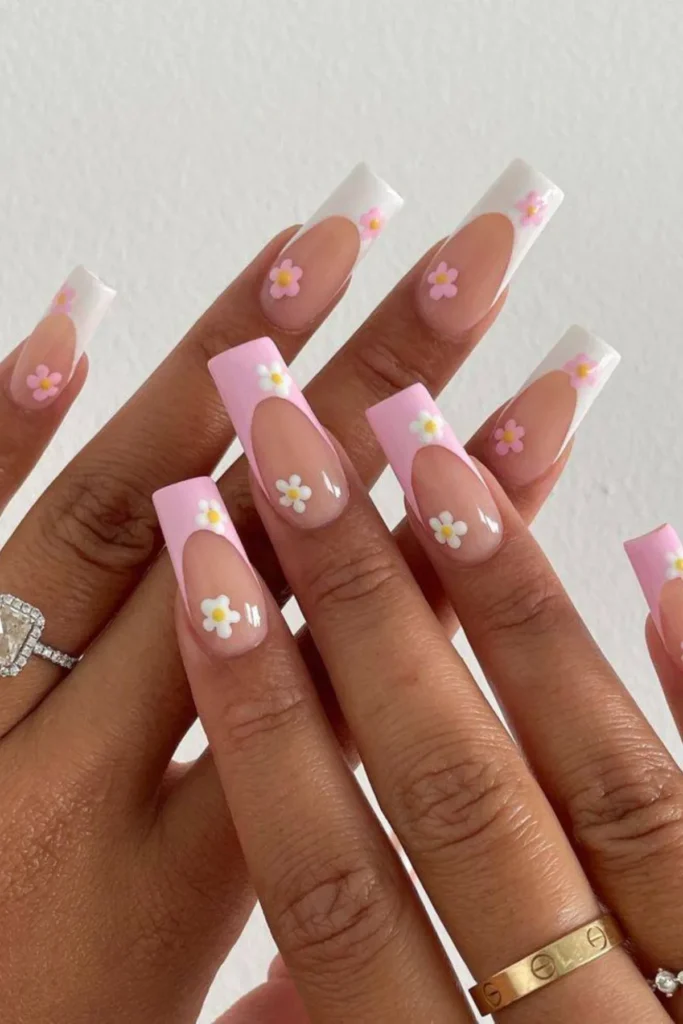 Pastel Pink Floral Nails