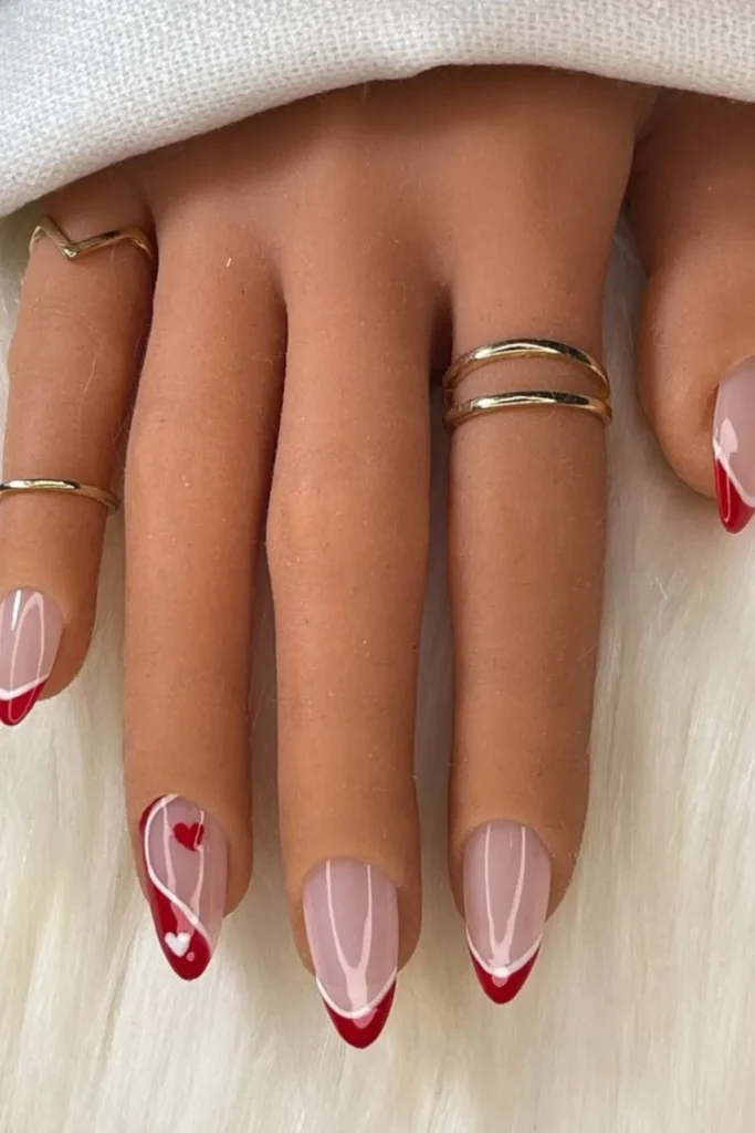 Elegant Pink and Red Manicure