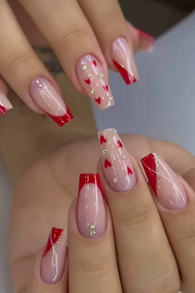 Bold Red Heart Nails