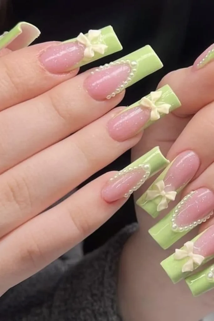 Bow & Pearl Nails