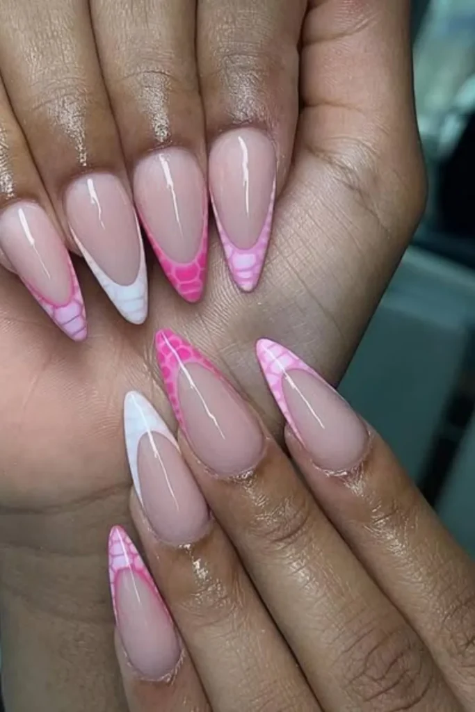 Pink and White Striped Nails
