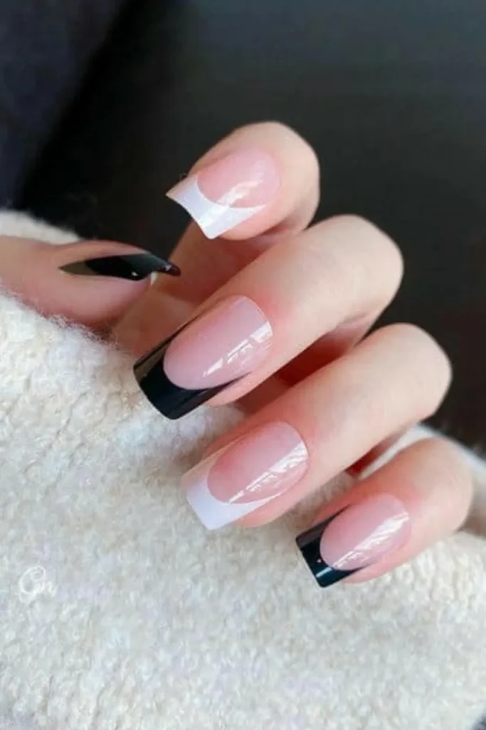 Sophisticated Black & White Nails
