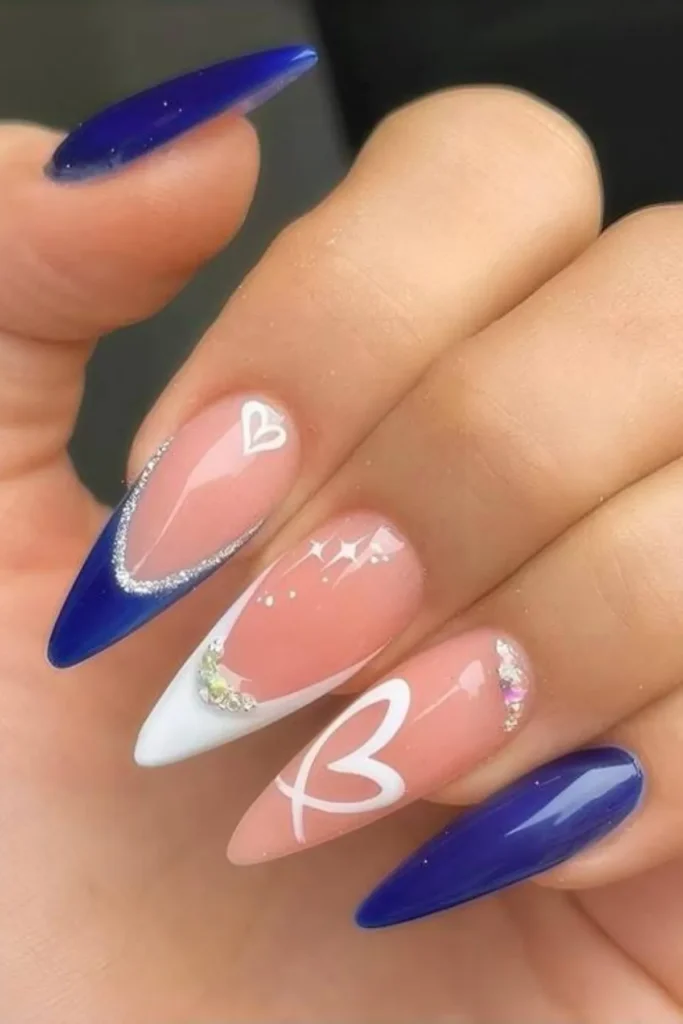 Sparkling Heart Nails