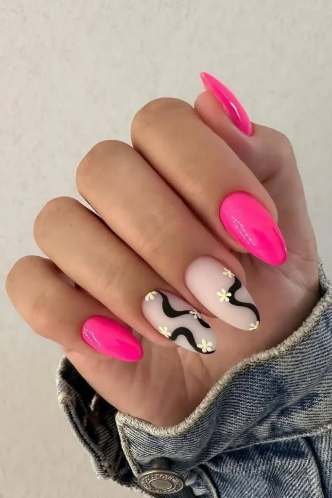 Wavy Floral Nails,