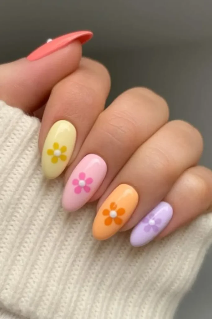 Pastel Rainbow Nails