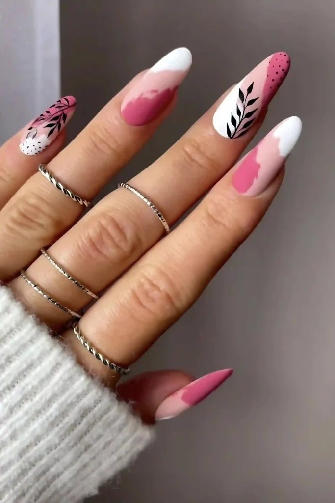 Floral Ombre Tips Nails
