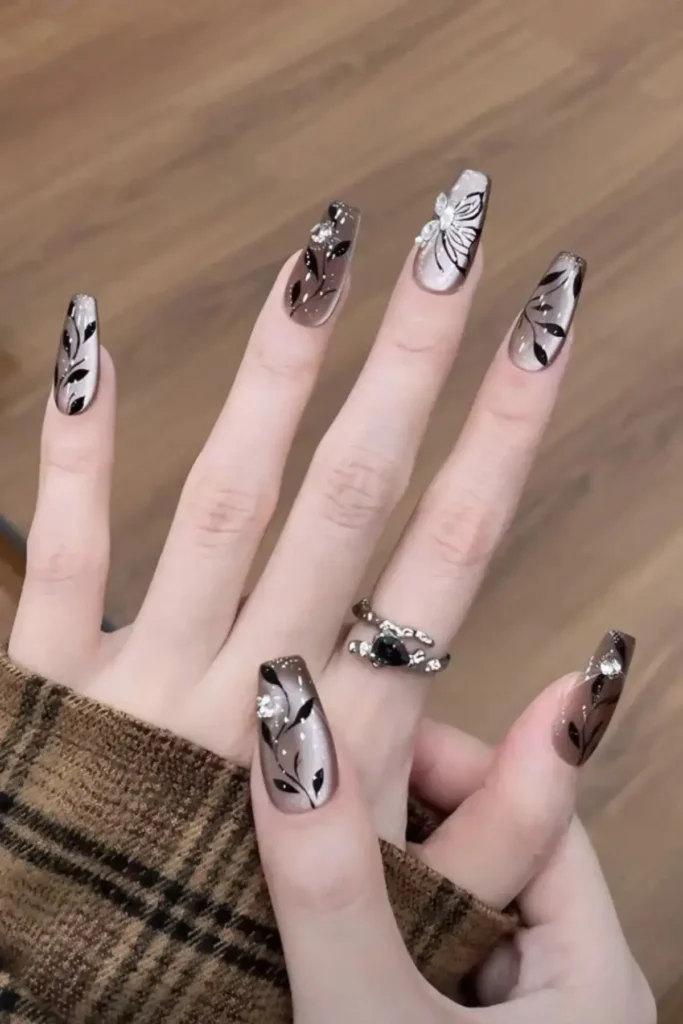 Glamorous Floral Nail Design