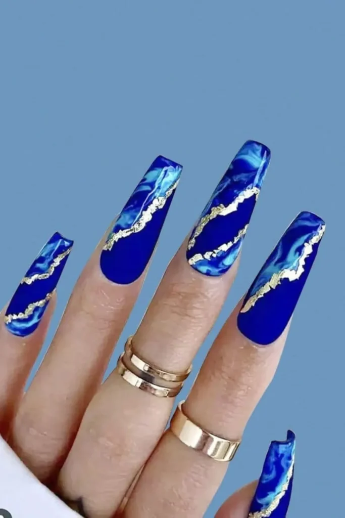 Luxurious Blue Waves Nails