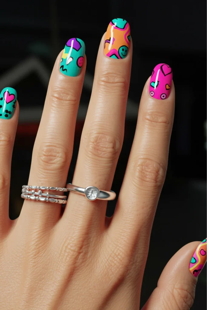 Retro Neon Nails