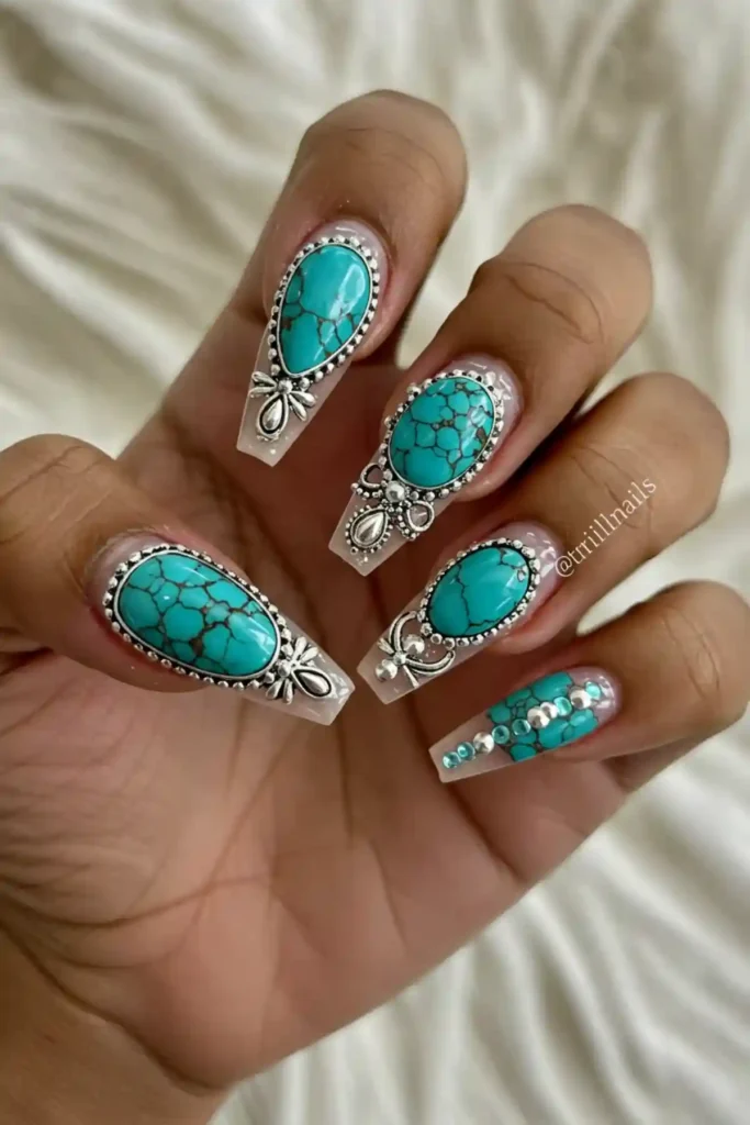 Turquoise Stone Nails