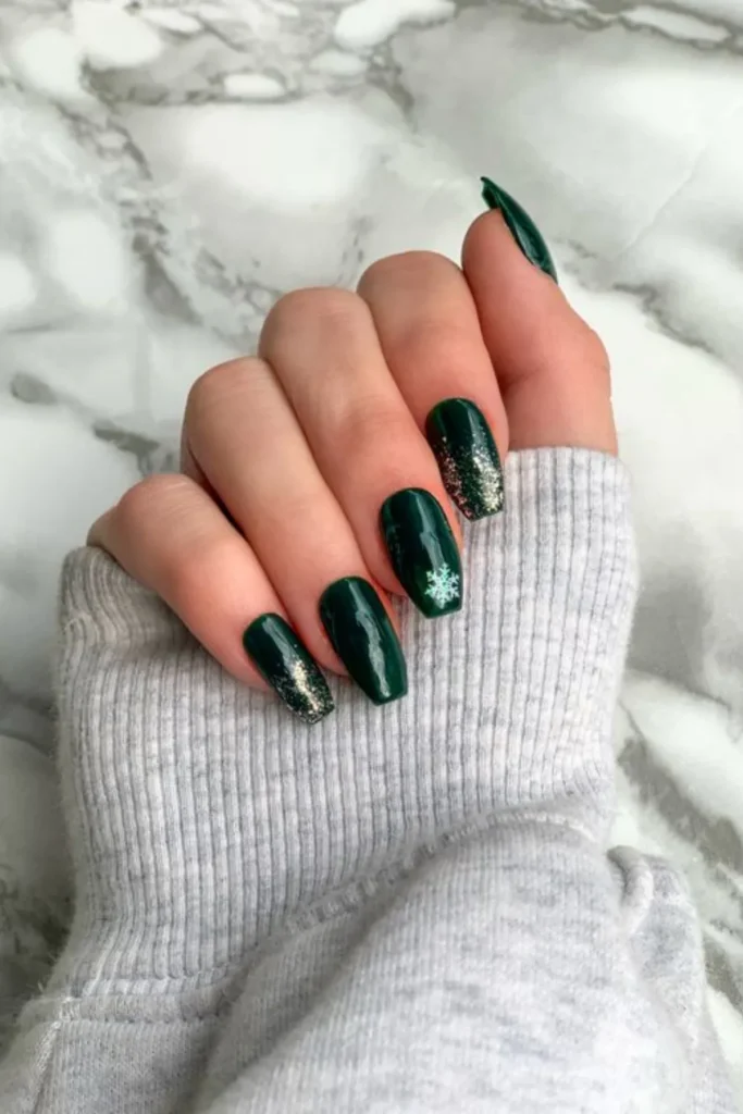Green Glitter and Snowflake