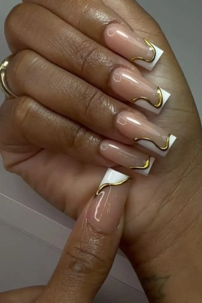 White Golden French Tip