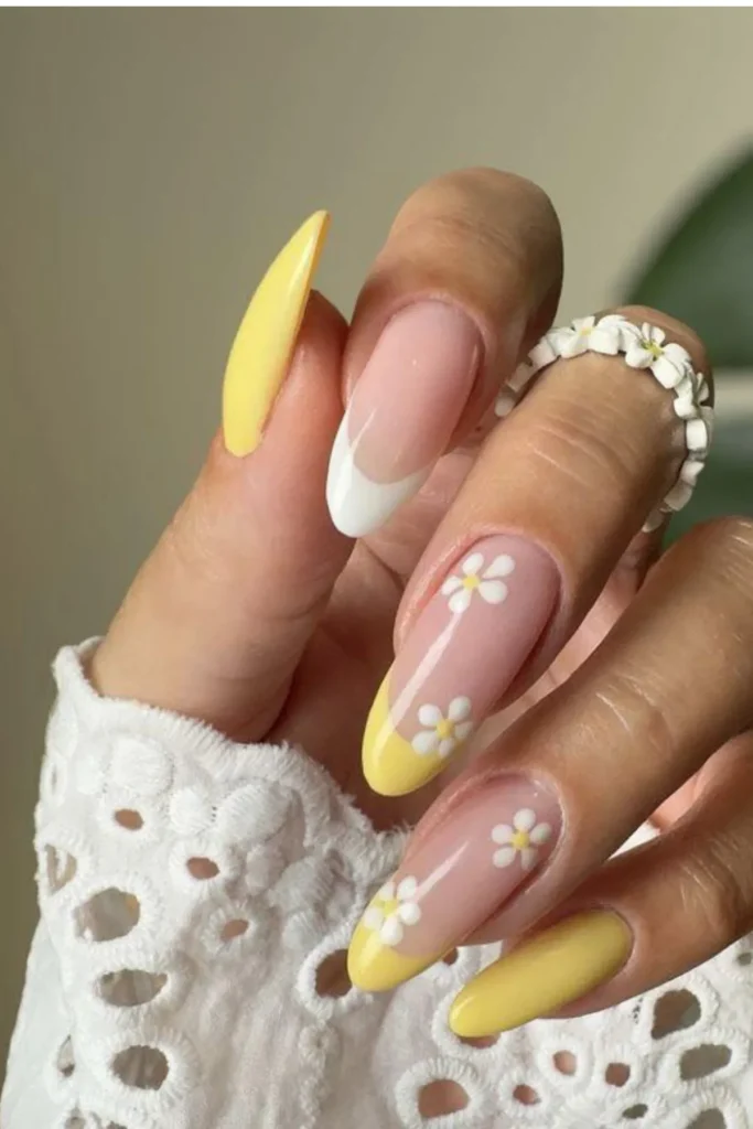 Yellow and Pink Nails