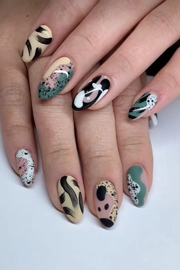Abstract Swirl and Dot Nails