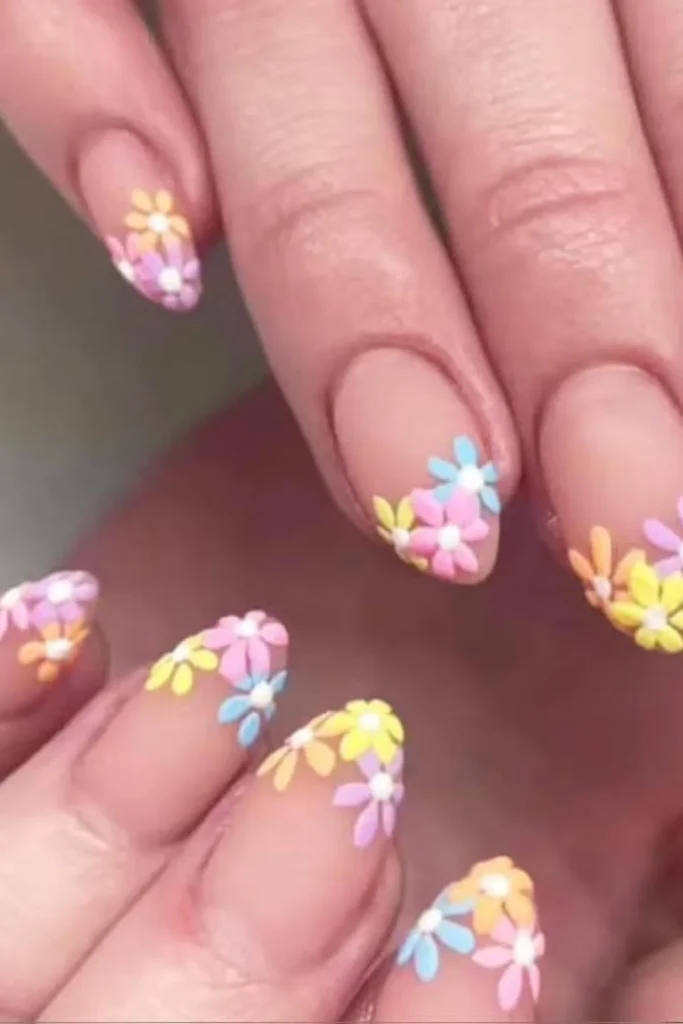 Vibrant Daisy Nails
