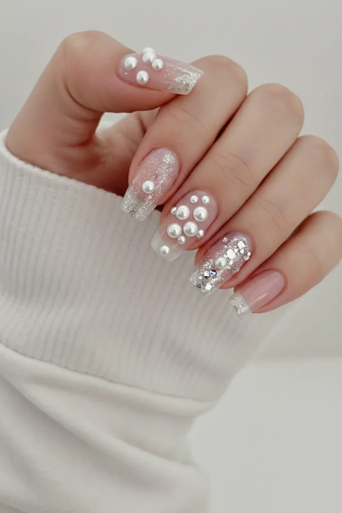Pearl-Embellished Nails