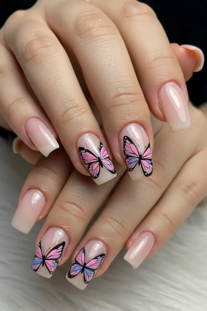 Butterfly Accent Nails