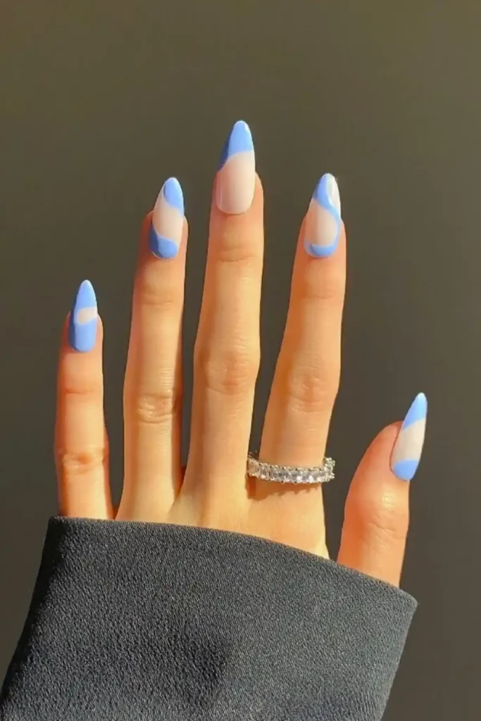 Blue Negative Space Nails