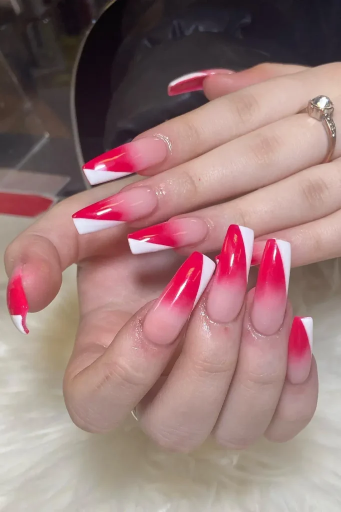 Bold Red and White Nails