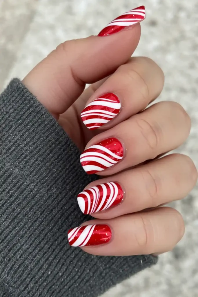 Candy Cane Stripes Nails