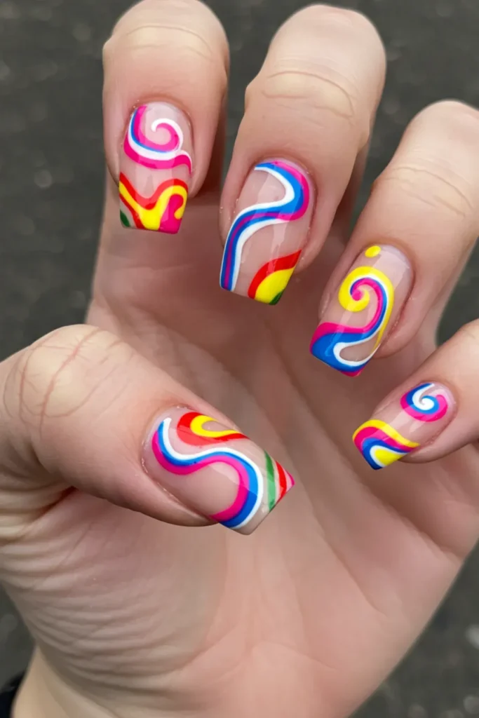 Abstract Swirl Nail Art