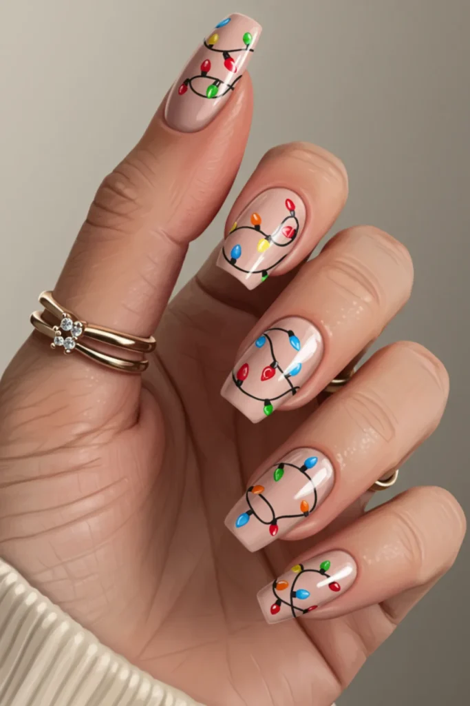 Christmas Light Design Nails