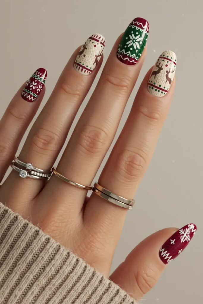 Christmas Sweater Nails