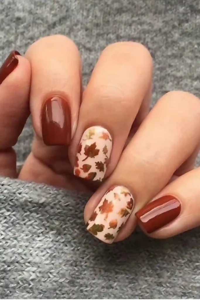 Cozy Leaf Nails