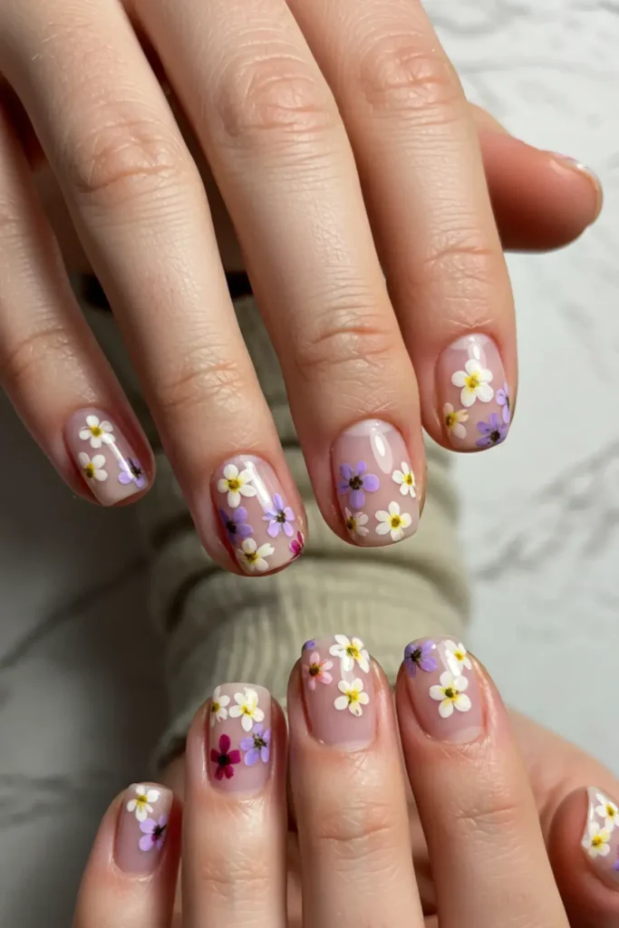 Floral Accent Nails