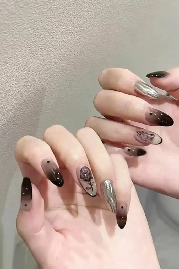 Classic Floral Ombre Nails