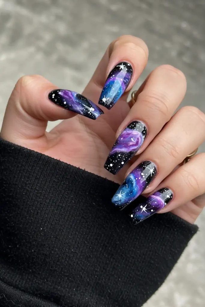Cosmic Galaxy Long Nails