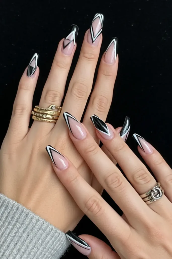 Geometric Shapes Long Nails