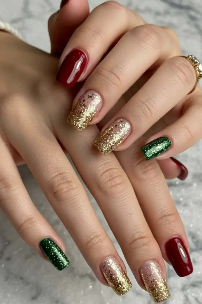 Glitter Gradient Glam Nails