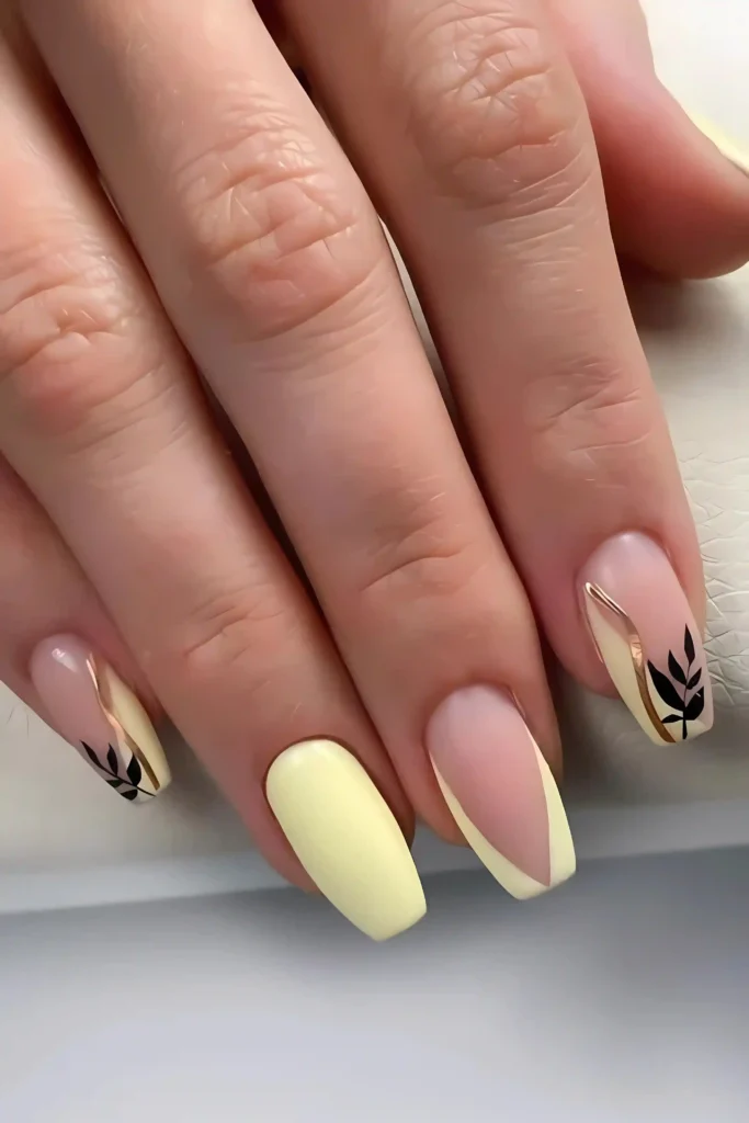 Leafy Gold Nails