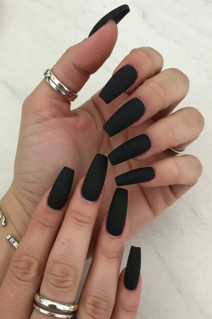 Matte Black Long Nails