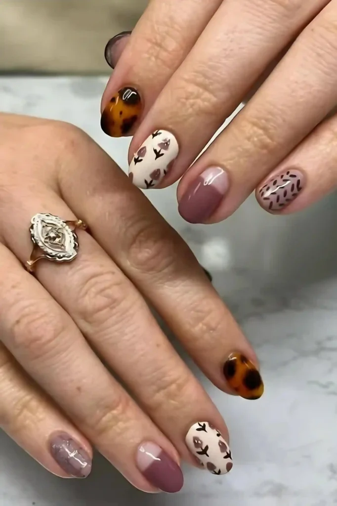 Leopard Print & Floral Nails