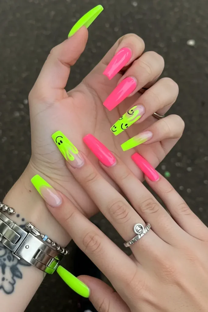 Neon Long Nails