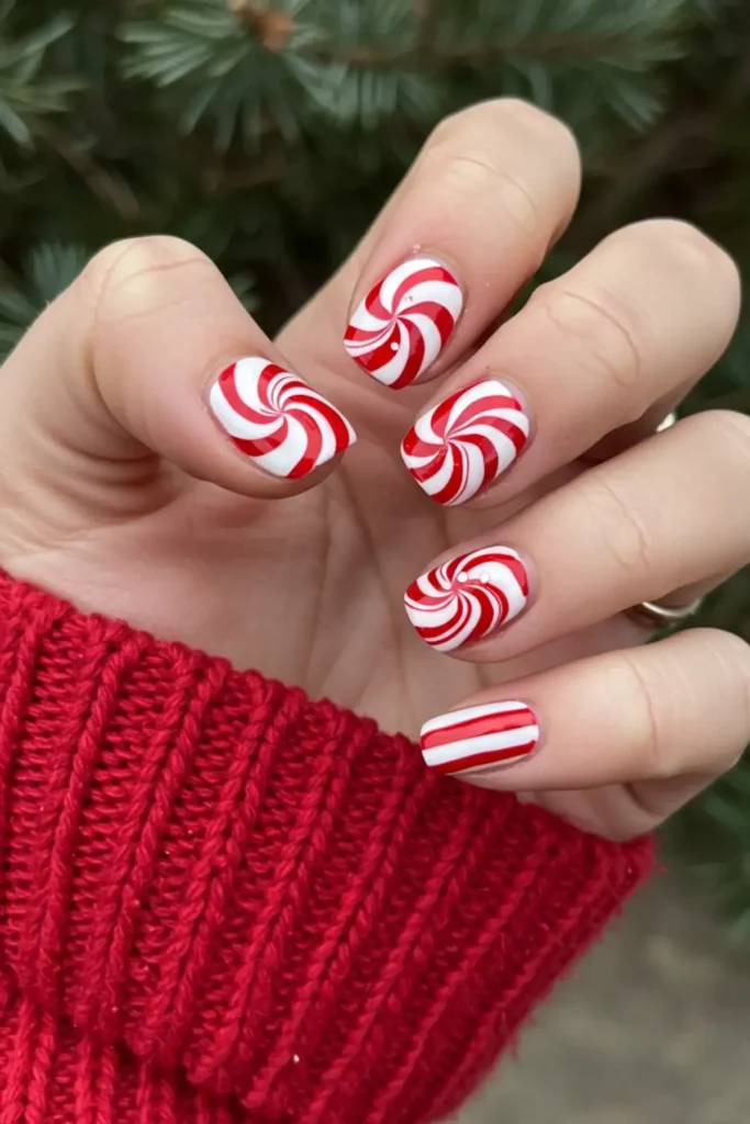 Peppermint Swirl Nails