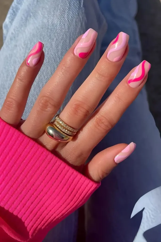 pink Swirl Nails