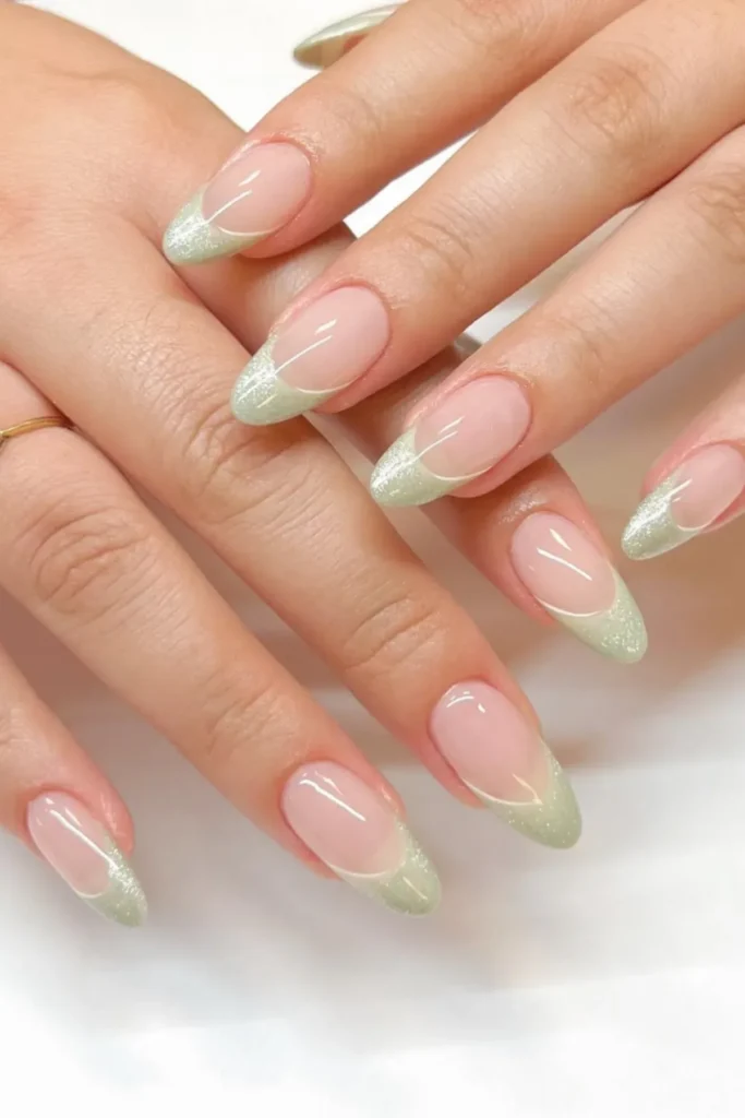 Soft Pink and Sage Green Fade