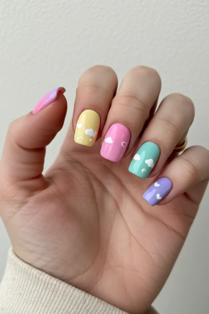 Pastel Rainbow Nails