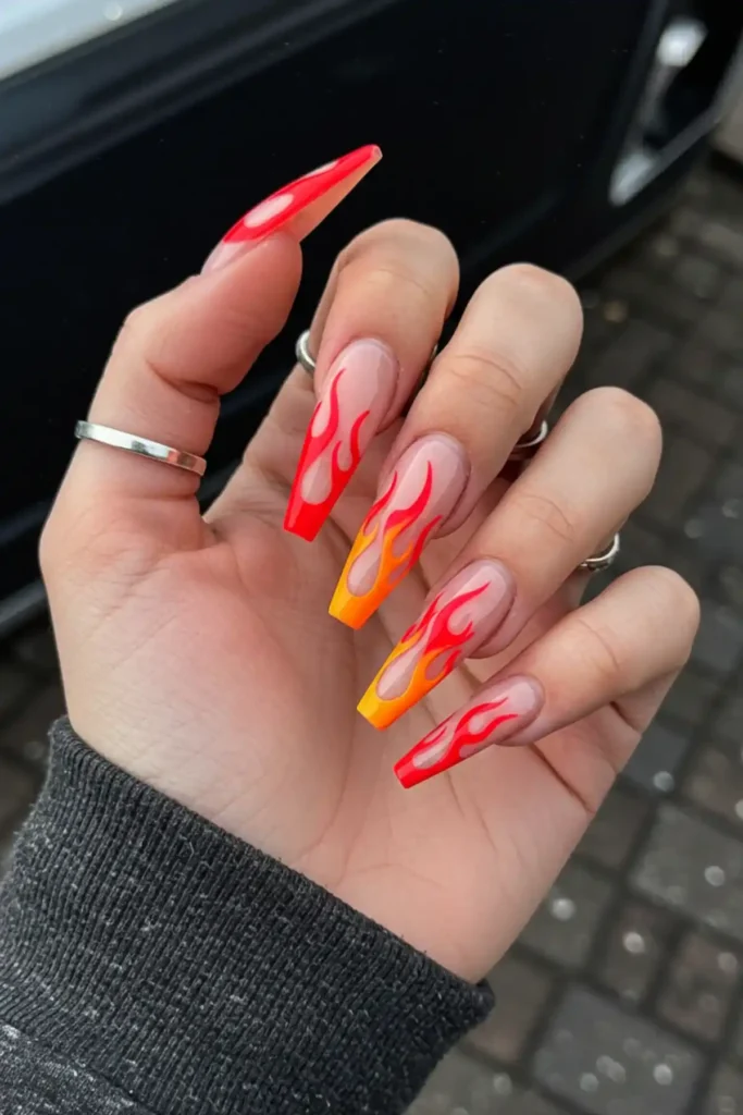 Fire Flame Nail Art