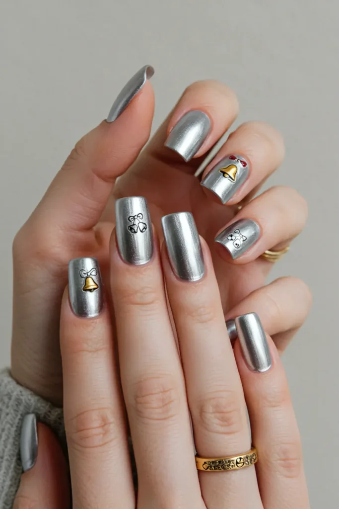 Silver Bells Shine Nails