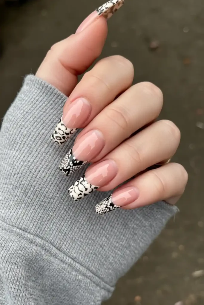 Snake Print Long Nails